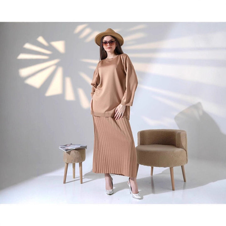 Ensemble Chemise à Manches Longues et Jupe Plissée pour Femme Chic & Stil