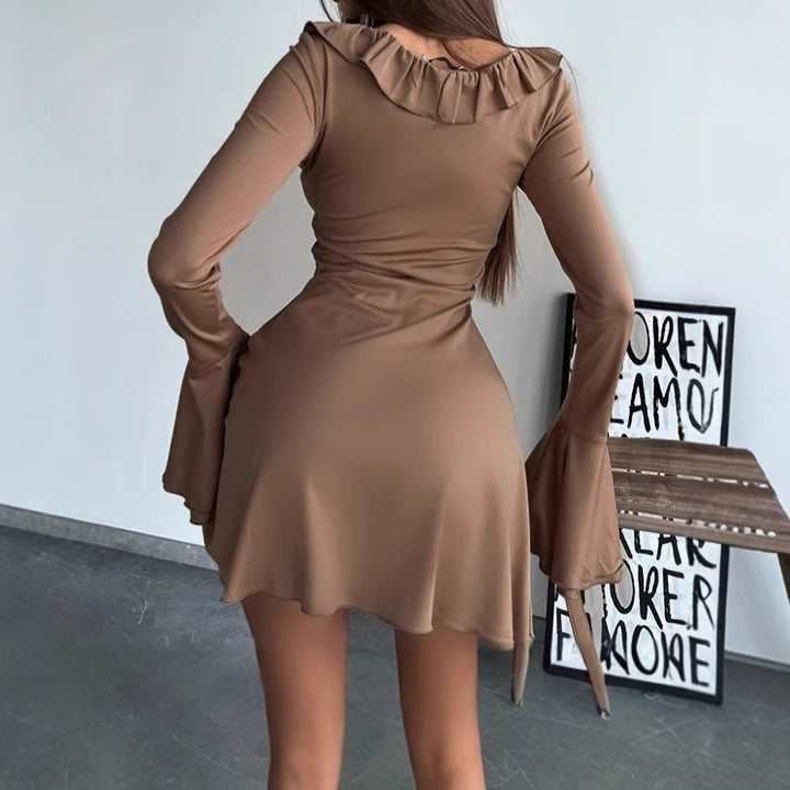 Off-Shoulder Dress for Women with Ruffle Details and Wide Sleeves Lune London