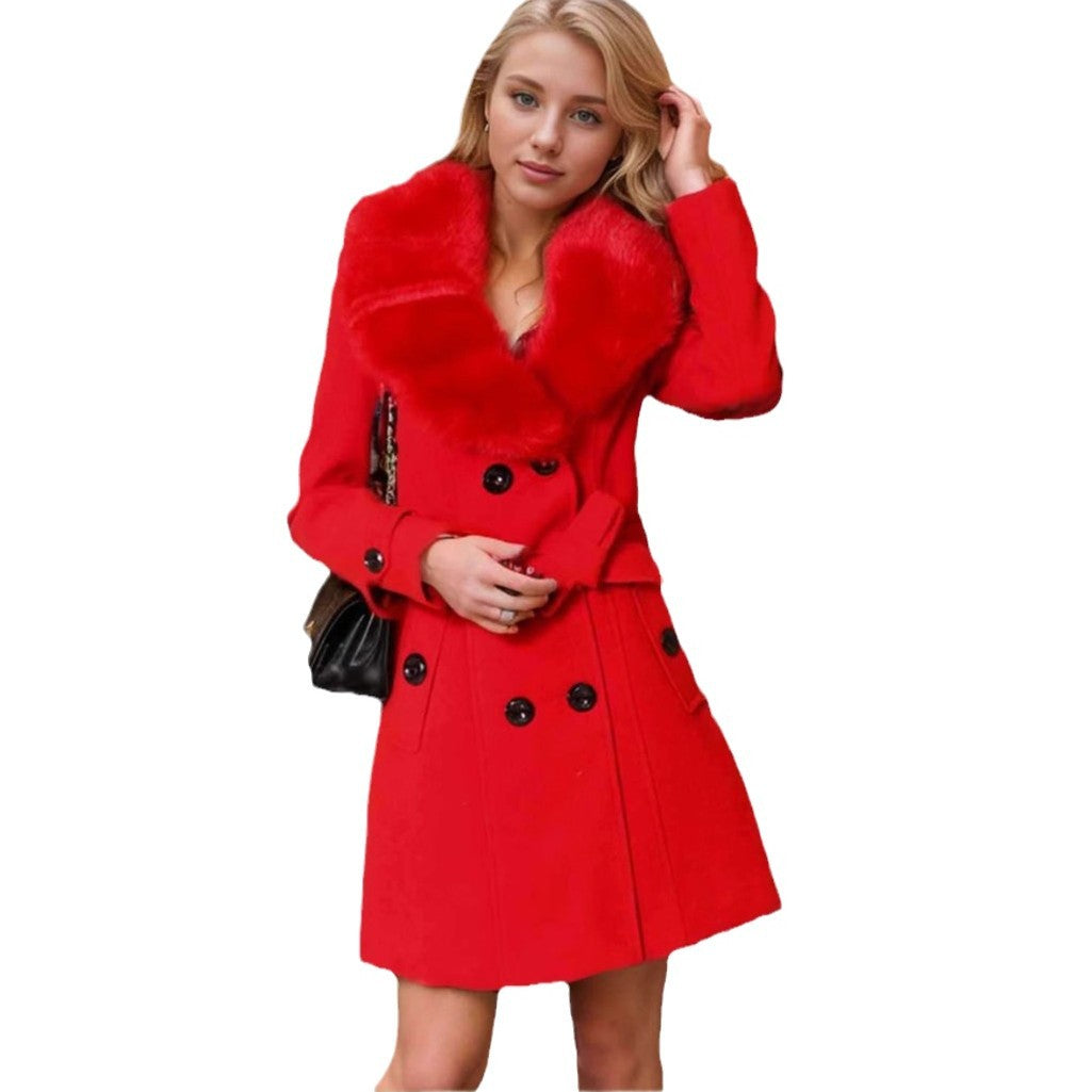 Ladies Elegant trench coat with removable fur collar Lune London