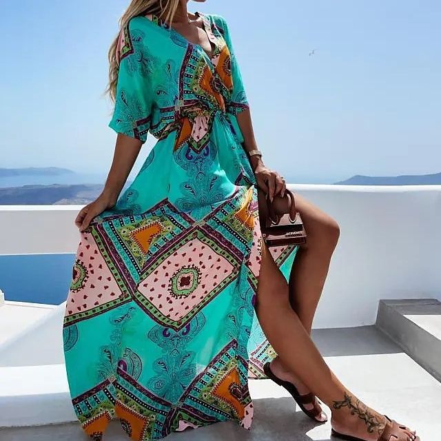 Maxi dress for women with colorful pattern Lune London
