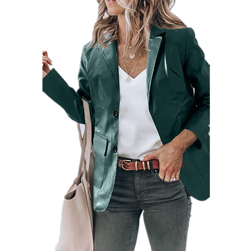 Women's Elegant Jacket with Shiny Surface and Practical Pockets Lune London