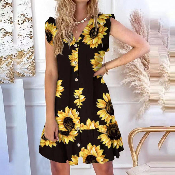 Casual summer button dress for women with flared sleeves Lune London