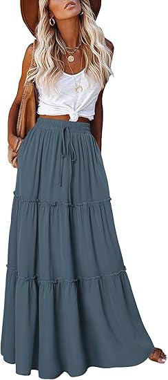 Jupe maxi aérienne pour femmes avec détails de volants Chic & Stil