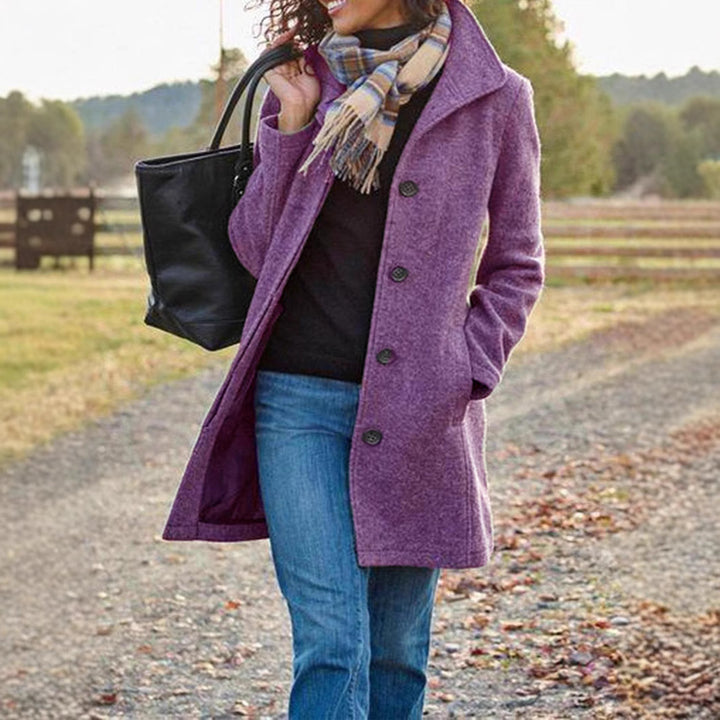 Ladies Elegant and Comfortable Transitional Coat with a High Collar and Practical Pockets Lune London