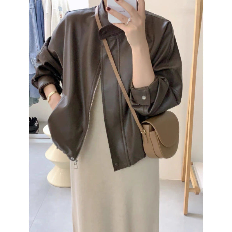 Women's leather jacket with oversized cut and modern details Chic & Stil