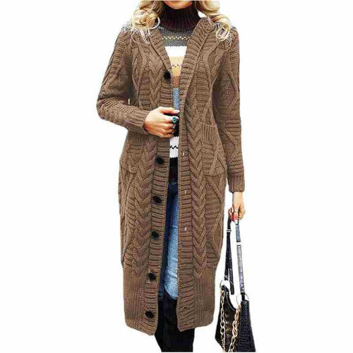 Women’s knitted cardigan with structured braid design and deep pockets Chic and Still