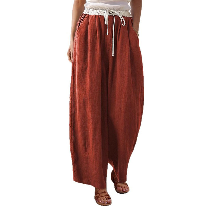 Loose linen pants for women with elastic waistband and stylish drawstring Lune London