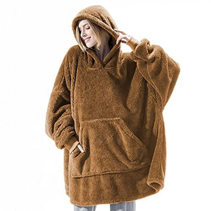 Women Oversized Fleece Hoodie with Kangaroo Pocket and Hood Lune London