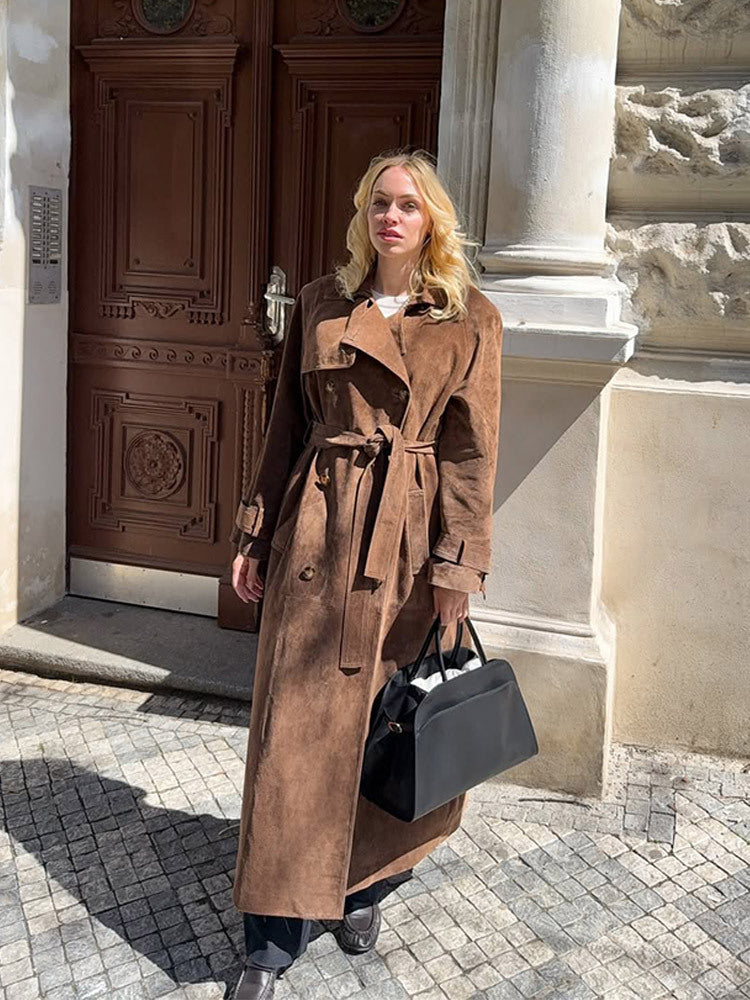 Long coat for women in soft suede Lune London
