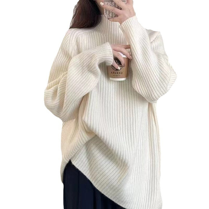 Knitted dress for women with a nice ribbed design and a high collar Lune London