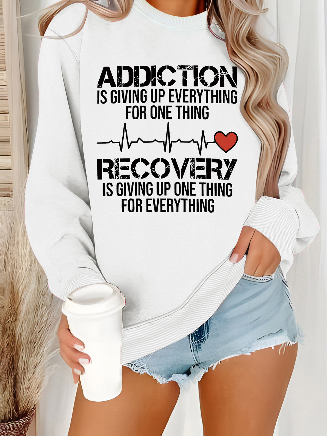 Sweatshirt pour femmes avec impression inspirante et coupe décontractée Chic & Stil