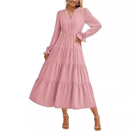 Long sleeve maxi dress for women with ruffles Lune London