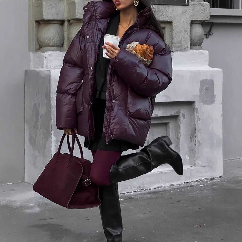 Women Winter Down Jacket with adjustable drawstring waist and hood Lune London