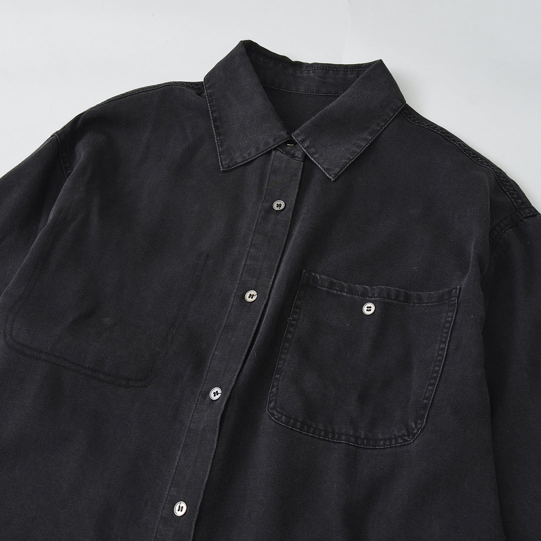 Lune London casual long sleeve blouse for women with practical chest pocket and classic collar