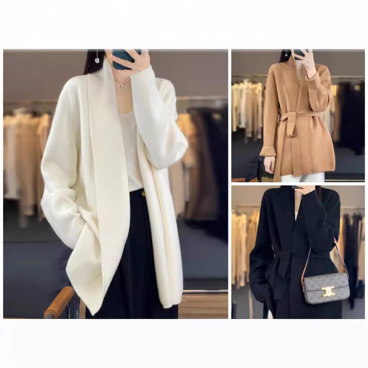 Cardigan long élégant pour femme avec ceinture et coupe décontractée Chic & Stil