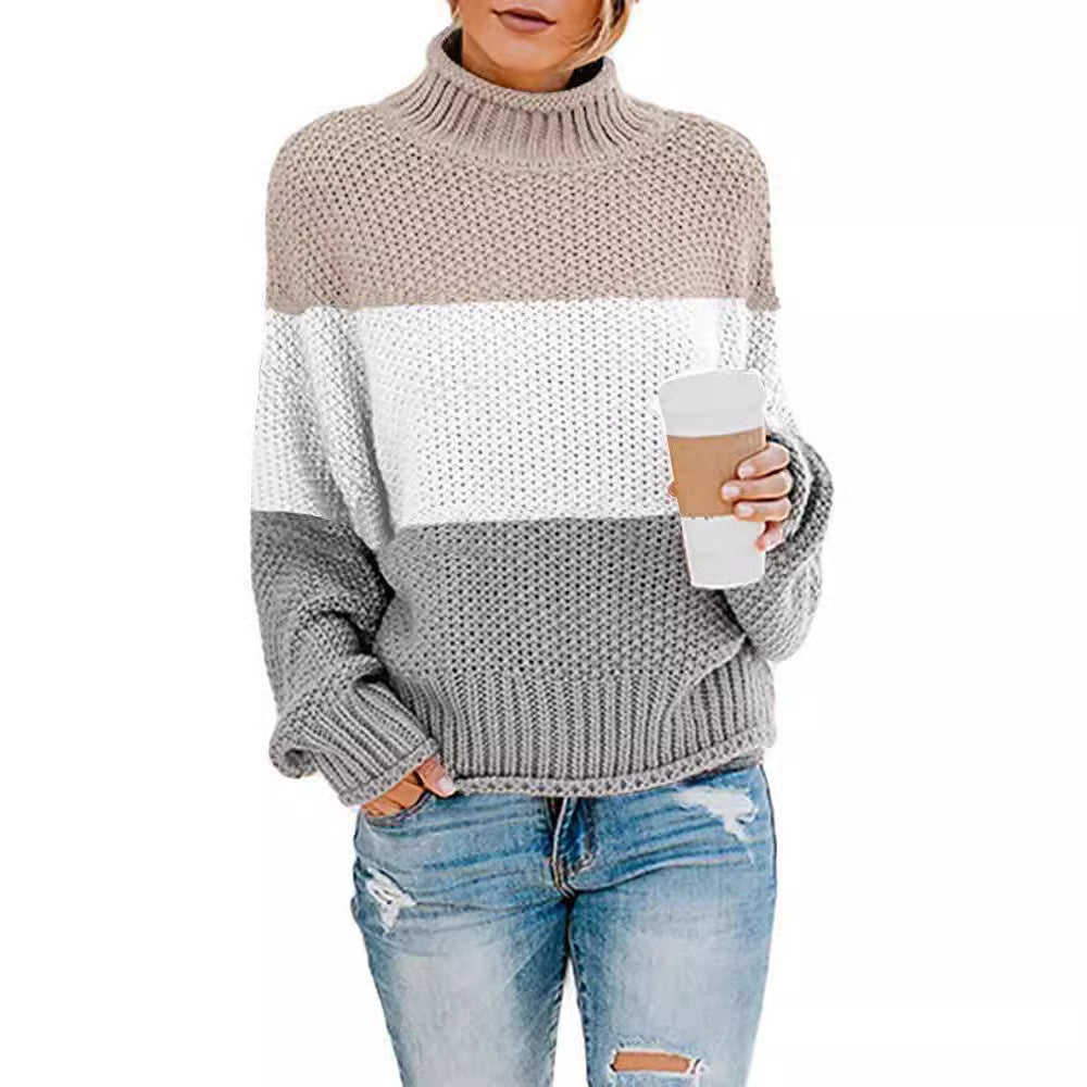 Women's sweater with high collar and structured weave Lune London