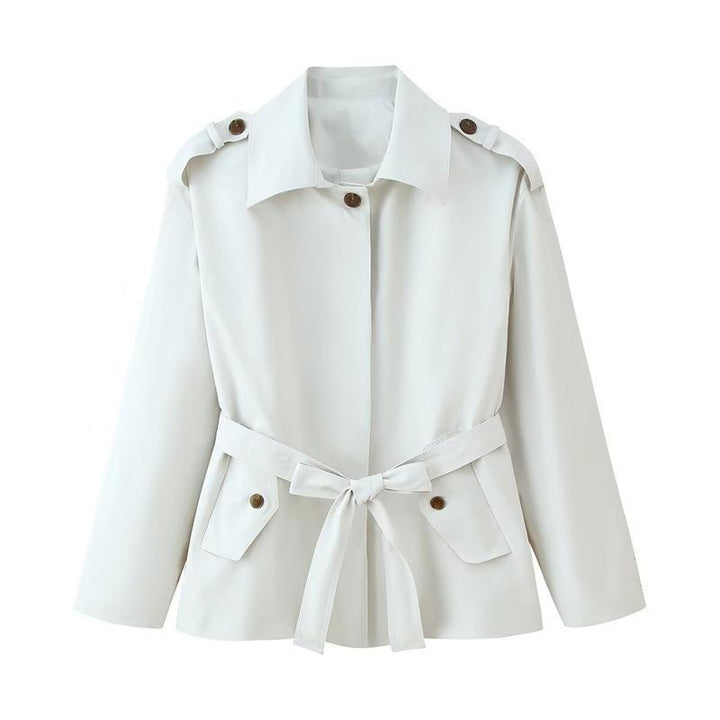 Elegant ladies trench coat with adjustable belt and stylish button details Lune London
