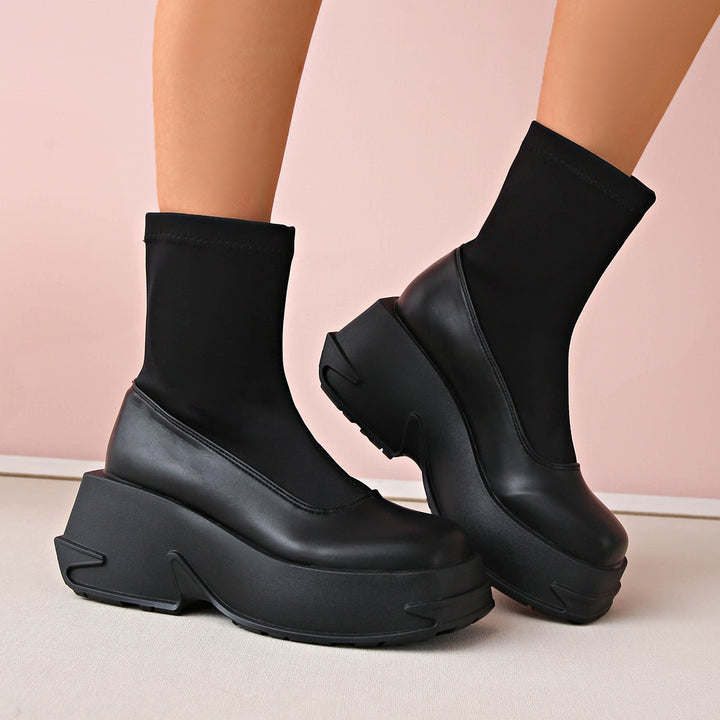 Women's platform sneakers with an elegant sock design and non-slip sole Lune London
