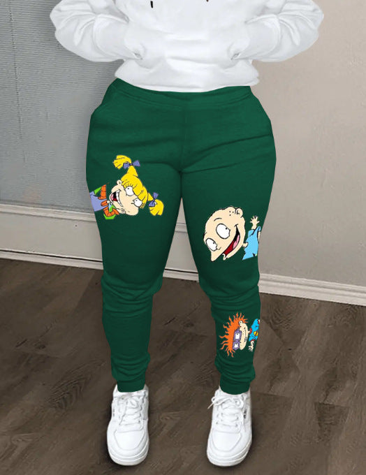 Casual women's jogger pants with colorful cartoon pattern Lune London