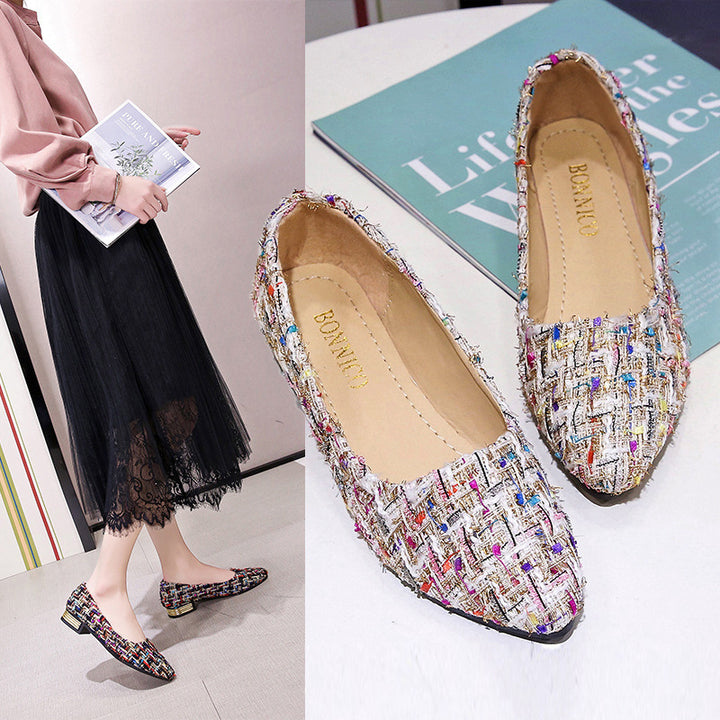 Elegant slip-on ballerinas for women with modern woven design Lune London