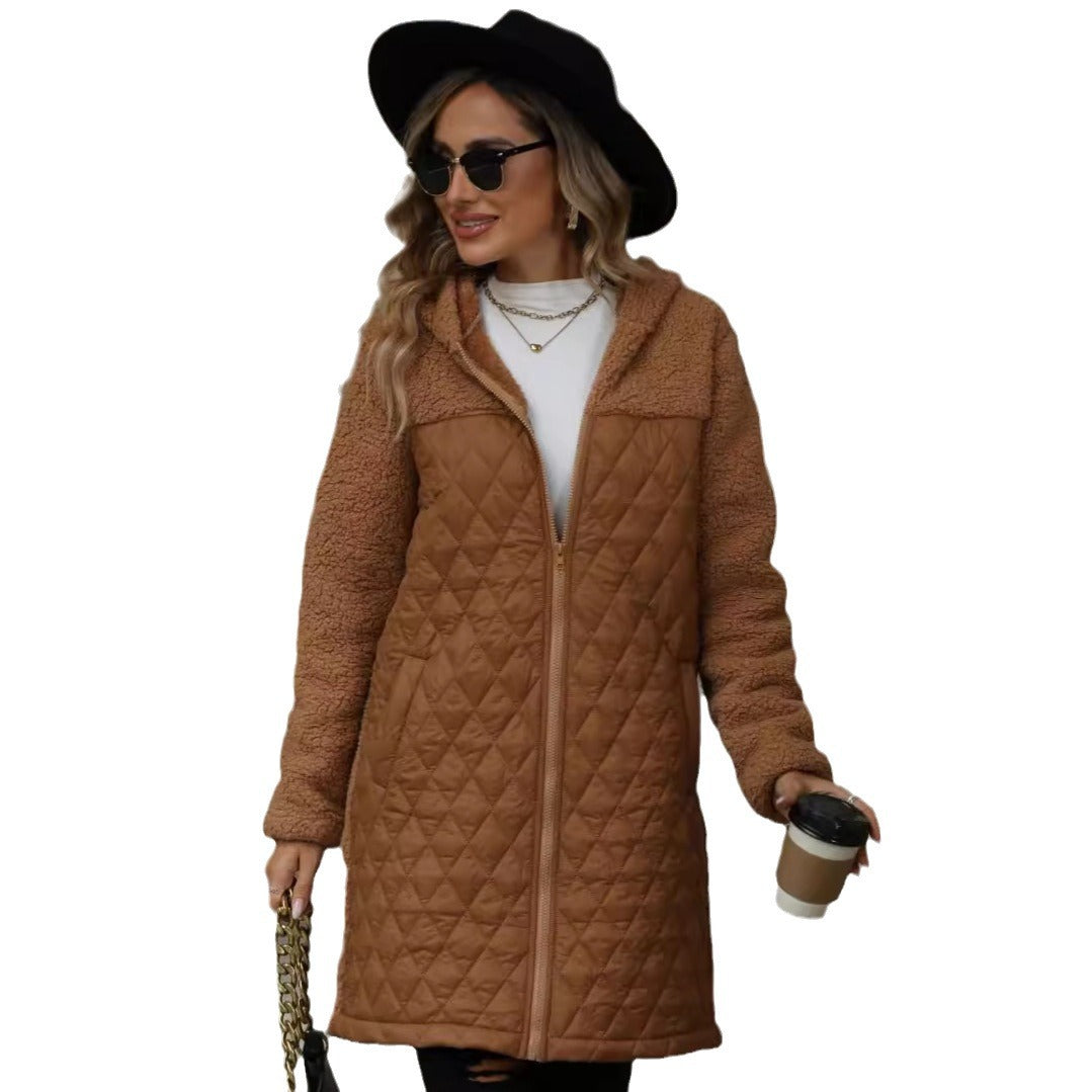 Transitional jacket for women with cozy fleece and hood Lune London