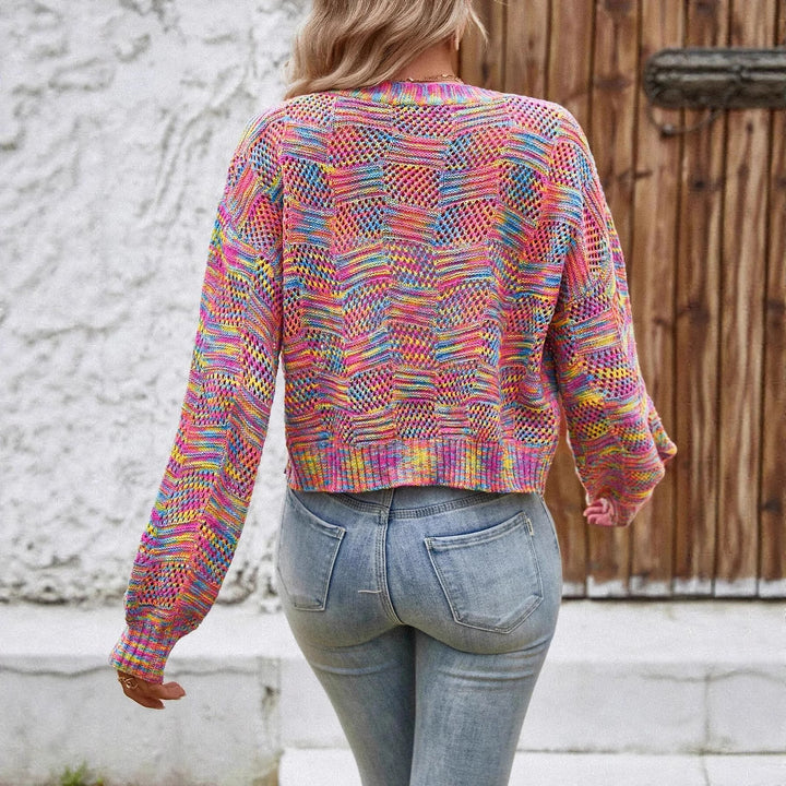 Ladies casual knit vest with colorful mesh pattern Lune London