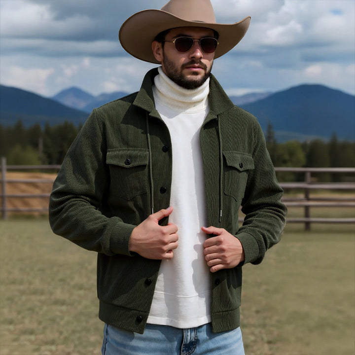 Men's cord jacket with practical chest pockets and drawstring Chic and style