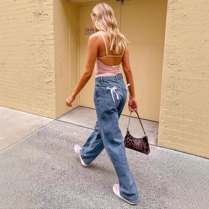 Women's High Waist Jeans with Wide Leg and Classic Cut Lune London