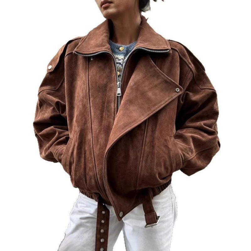 Lune London oversized trendy suede jacket for women