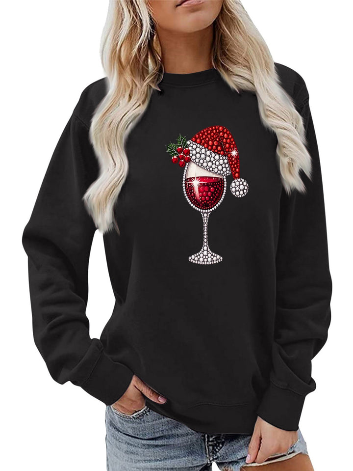 Sweatshirt pour femmes avec doublure douce et motif festif en vin Chic & Stil