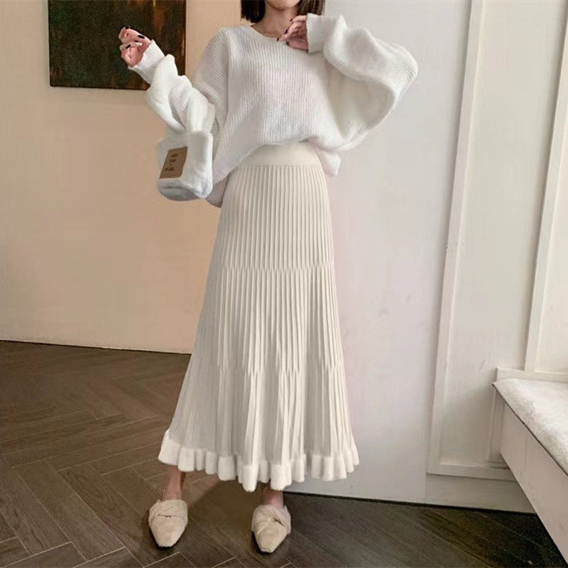Pleated maxi skirt for women with elegant ruffle finish Lune London