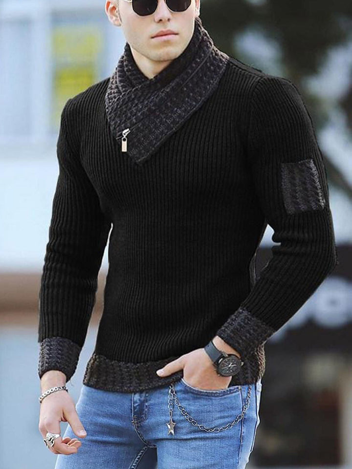 Knitted sweater for men with high collar and textured design Lune London