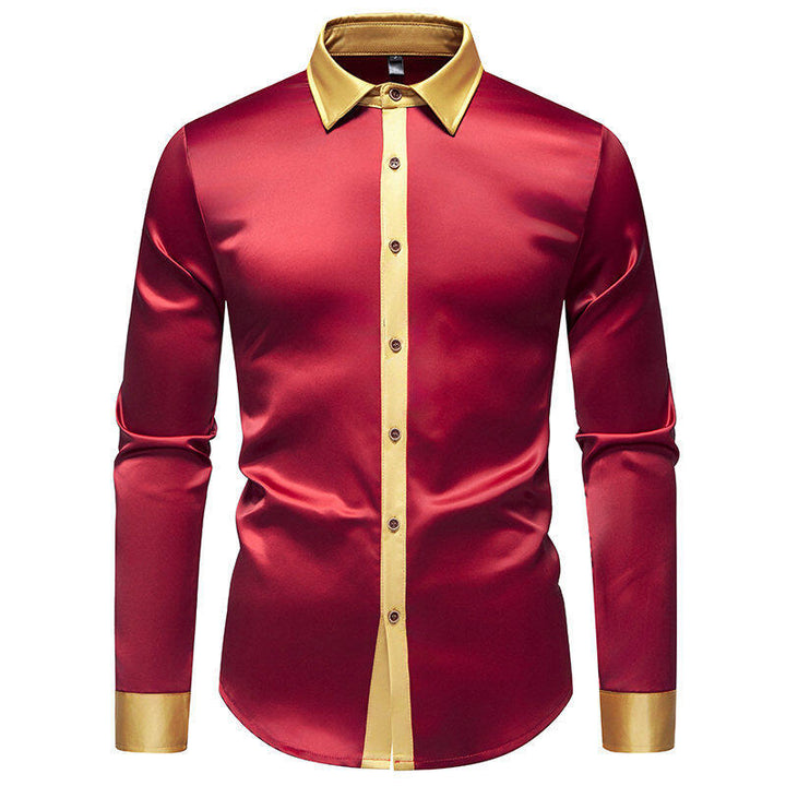 Long sleeve shirt for men with satin collar and modern accents Lune London