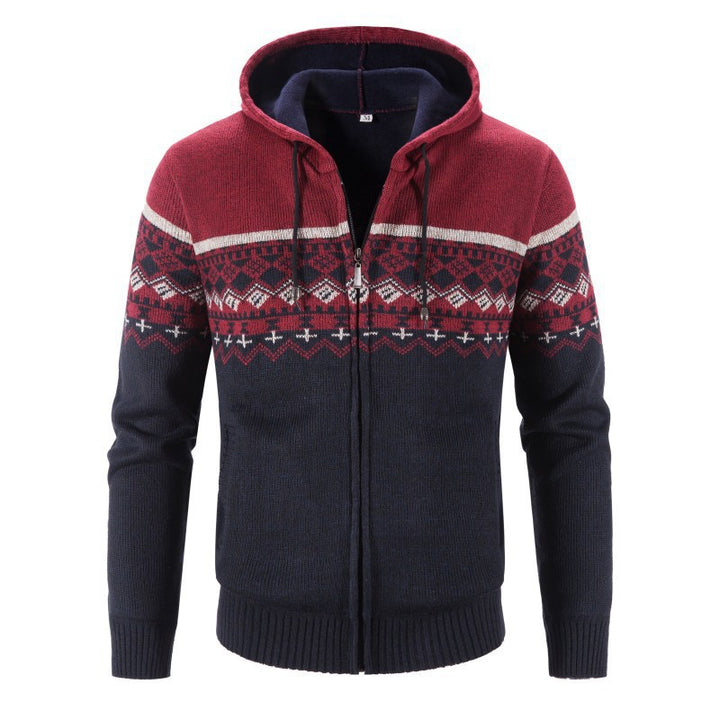 Men's knit jacket with hood and elegant patterns Lune London