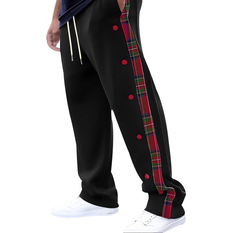 Leisure trousers for men with snap button detail and checkered hem Lune London