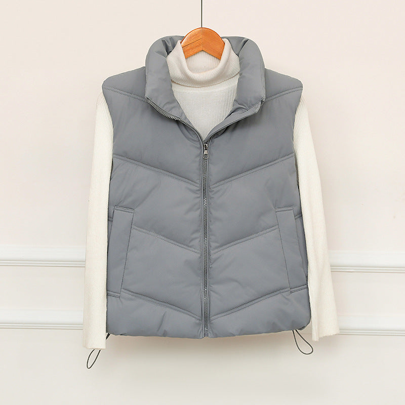Ladies padded gilet with high collar and practical front pockets Lune London