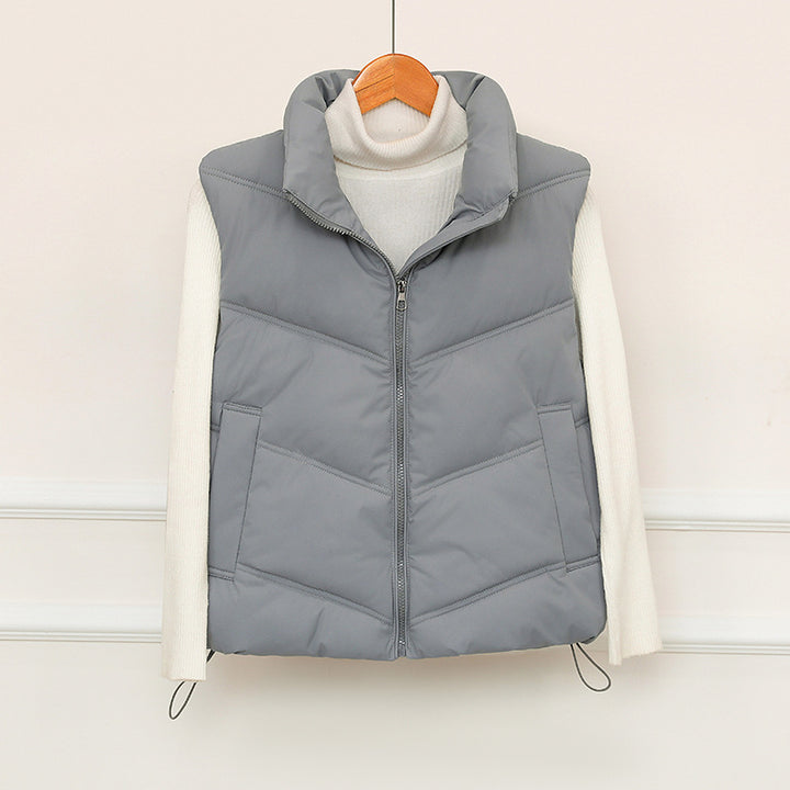 Ladies padded gilet with high collar and practical front pockets Lune London