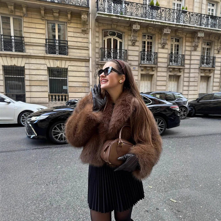 Ladies Oversized Faux Fur Jacket Lune London