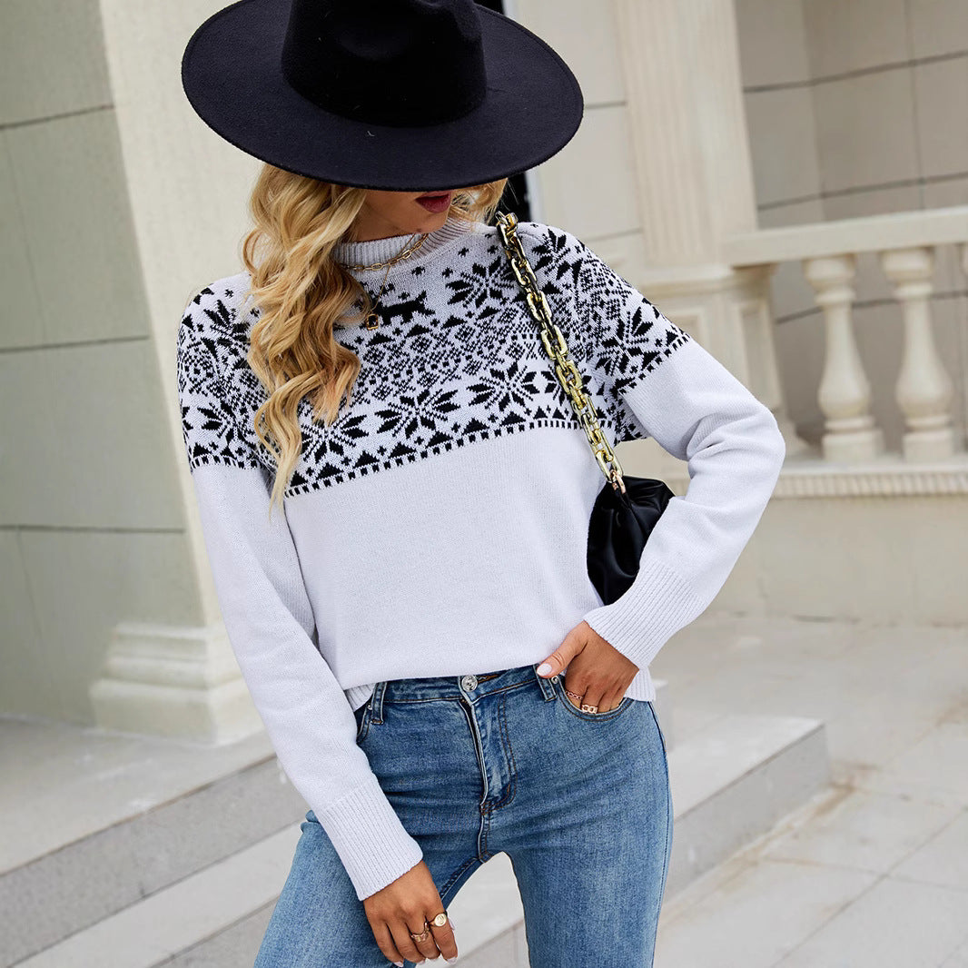 Knit sweater for women with festive Norwegian pattern Lune London