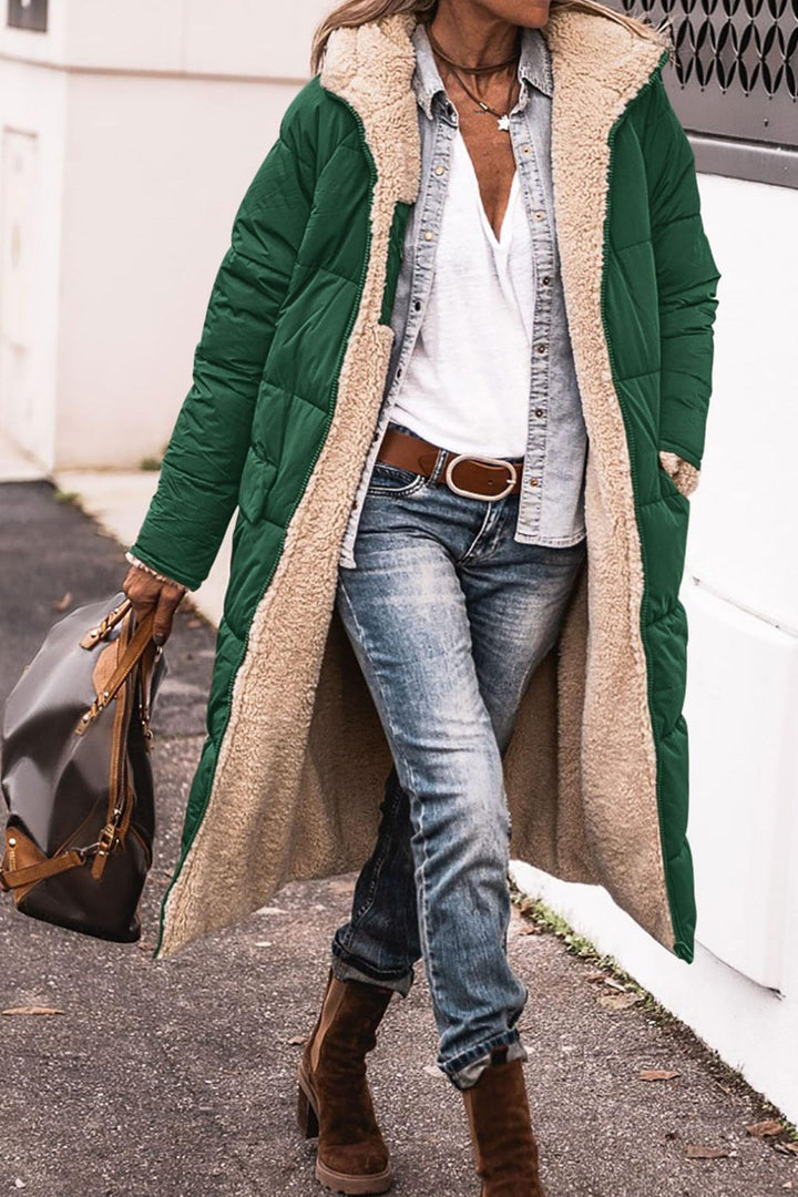 Ladies long quilted jacket with cozy lining and loose fit Lune London