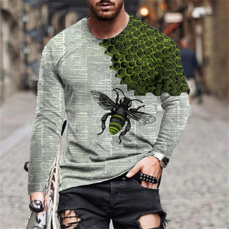 Men's long sleeve shirt with creative bee and honeycomb pattern Lune London