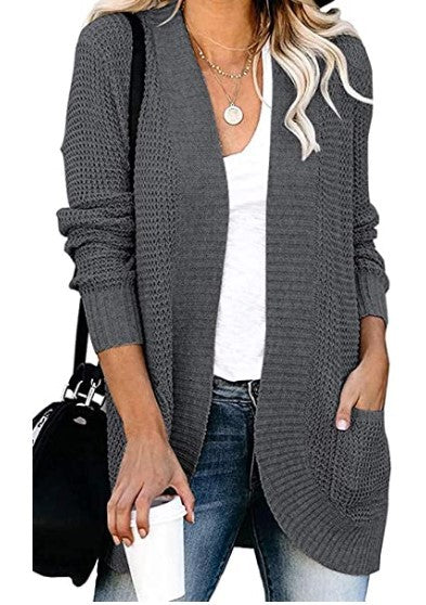 Ladies Casual Knit Vest with Open Front and Practical Pockets Lune London