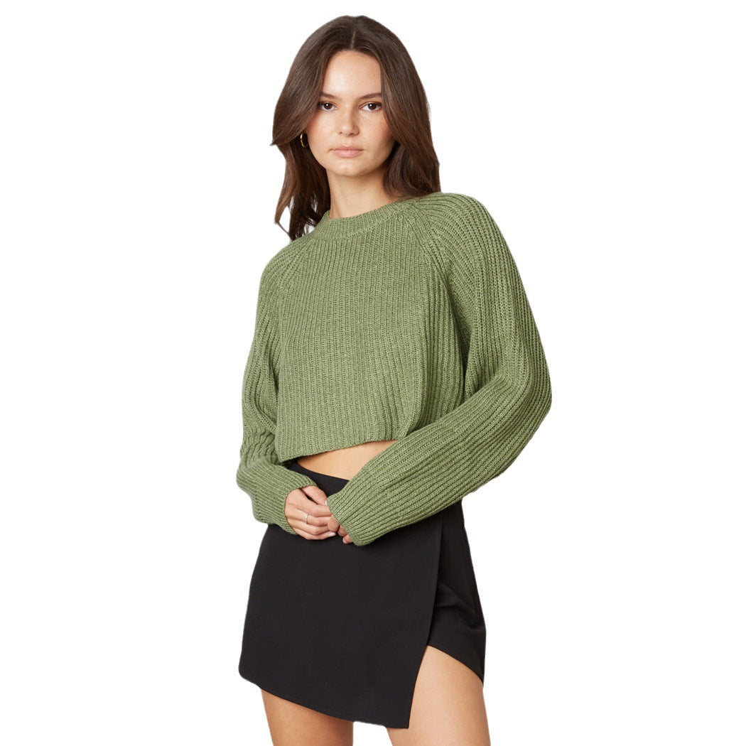 Ladies trend, short knit sweater with ribbed texture and dropped shoulders Lune London