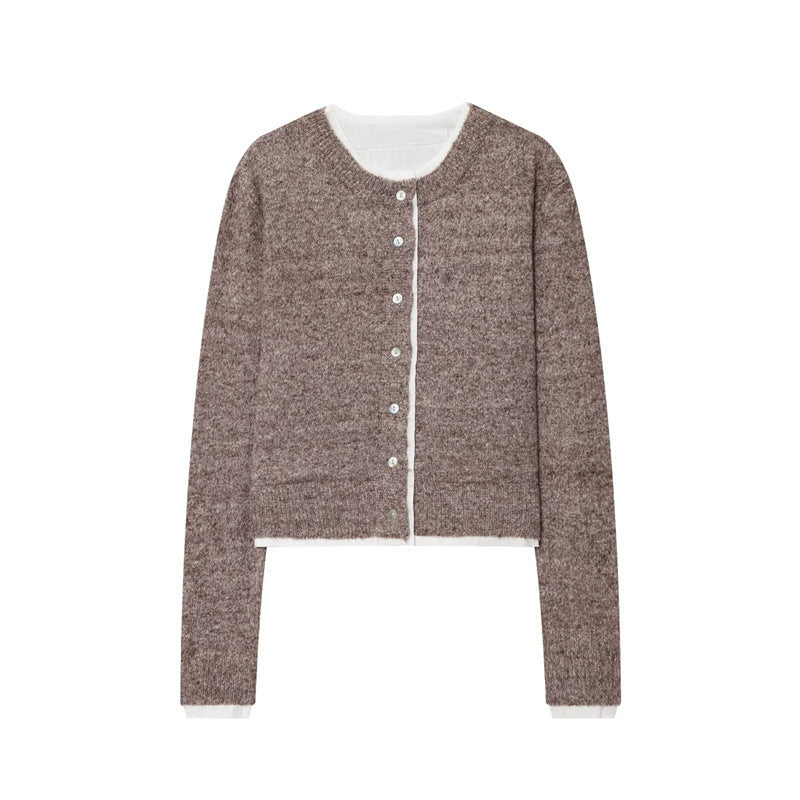 Fashionable knitted jacket for women with a fine knit design and elegant button details Lune London
