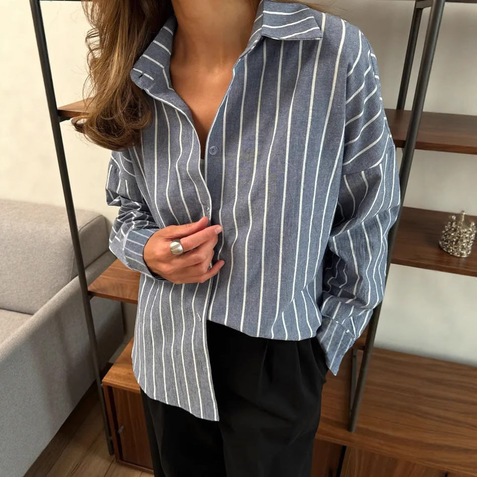 Casual cotton shirt for women with striped design and loose fit Lune London