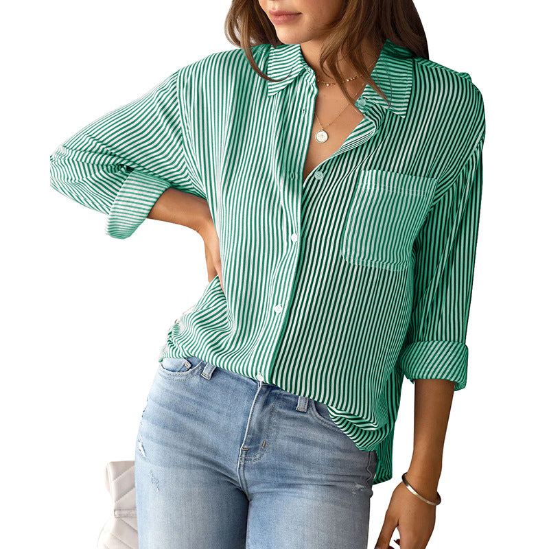 Women's Casual Shirt Blouse with Fine Stripes and Casual Cut Lune London