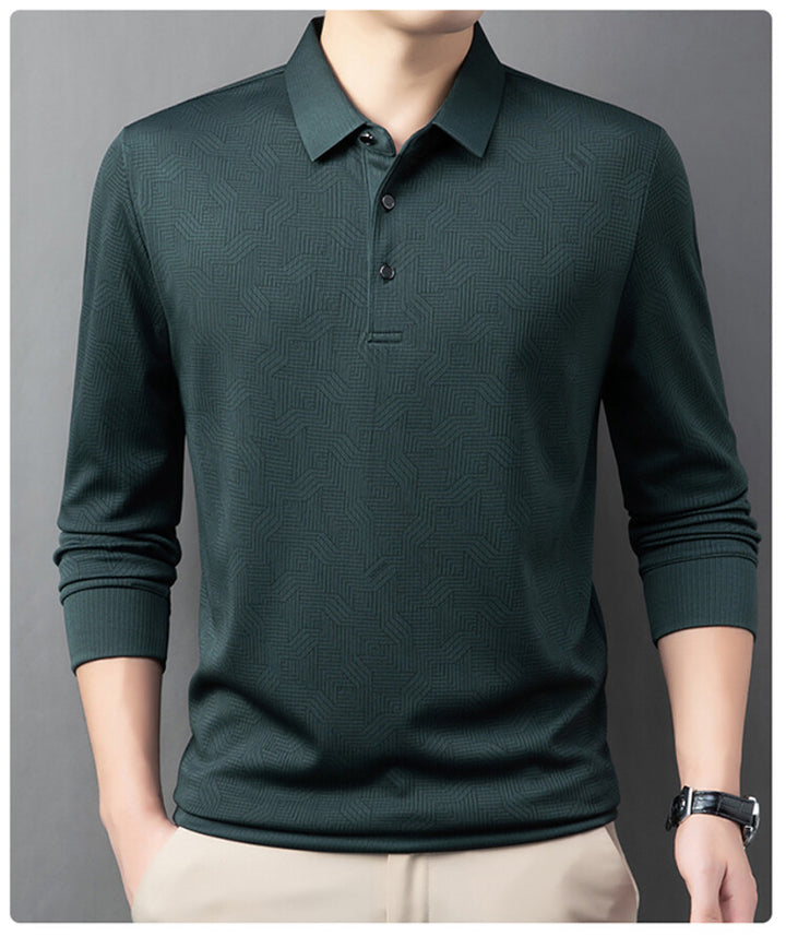 Long sleeve polo shirt for men fashionable with a textured design and breathable properties Lune London