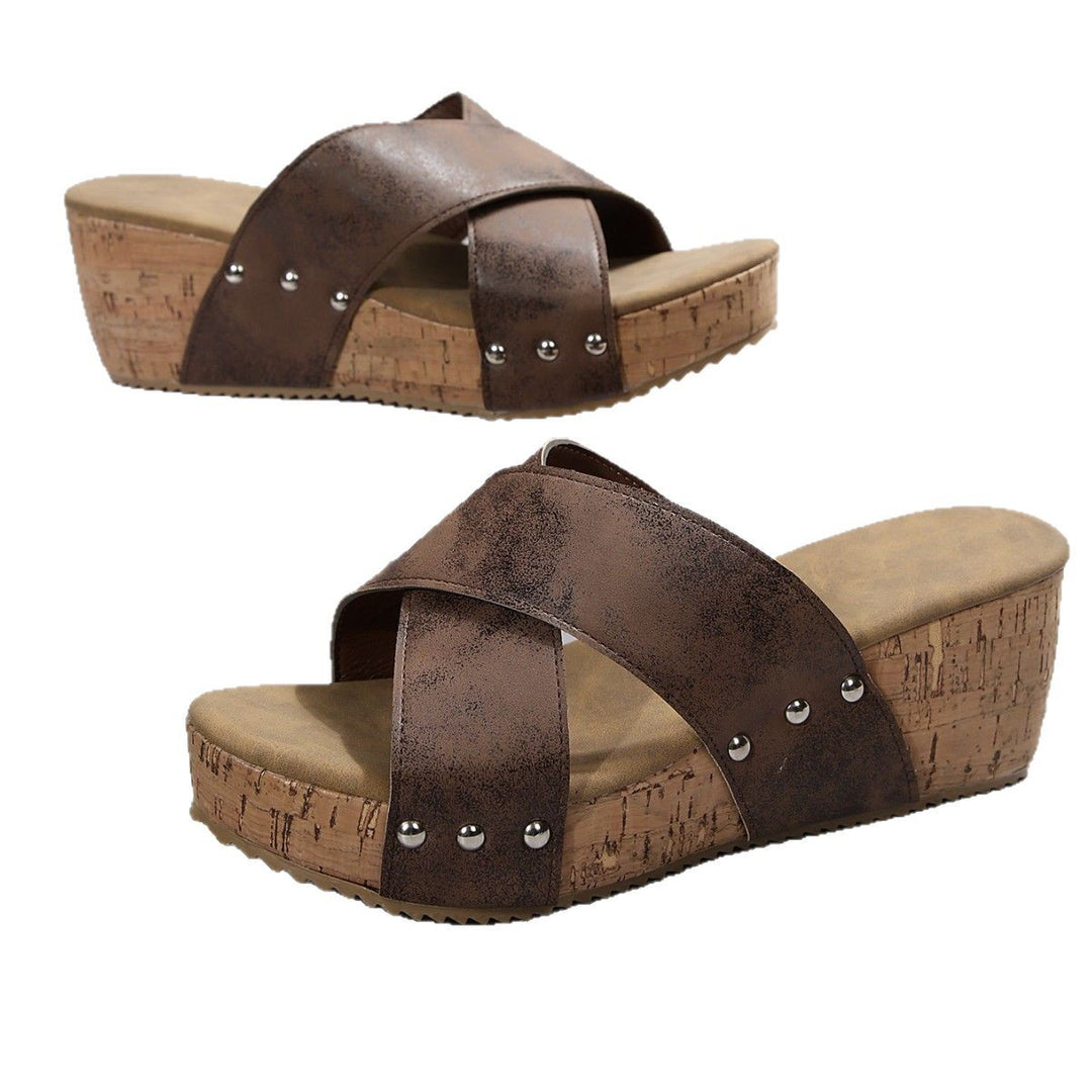 Wedge heeled sandals for women with elastic upper and non-slip sole Lune London