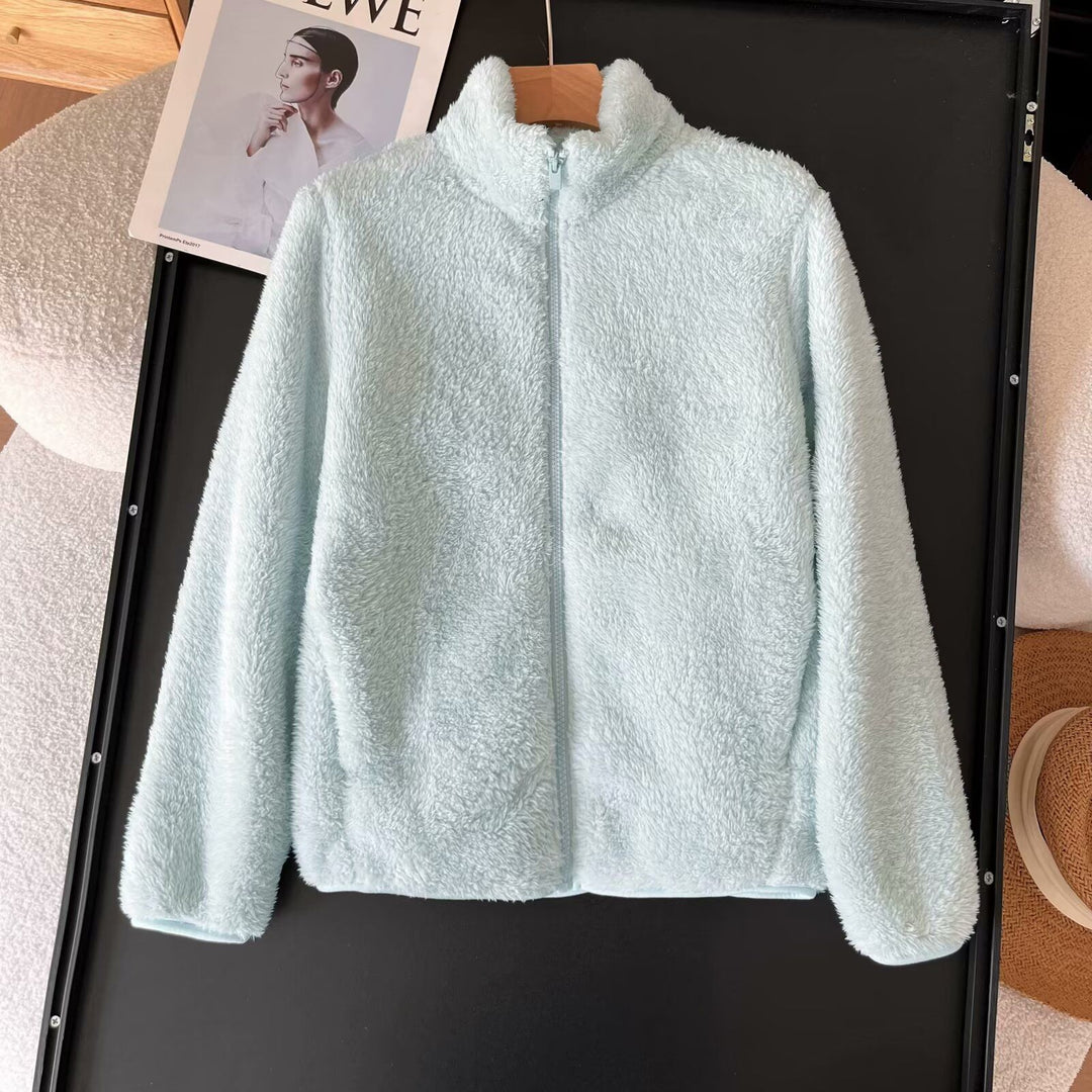 Veste en polaire moelleuse pour femmes avec col haut et fermeture éclair Chic & Stil
