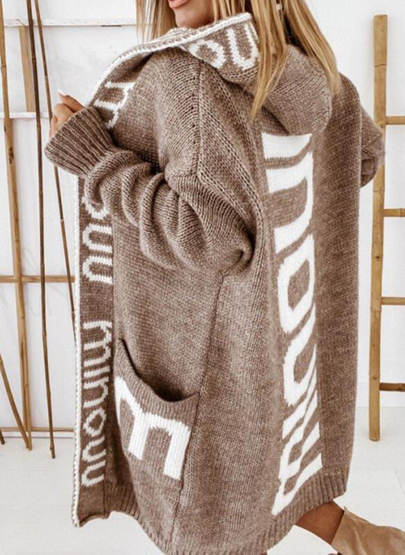 Ladies Oversize Knit Coat with Practical Pocket Design Lune London